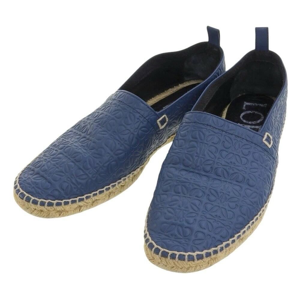 Loewe Men’s Leather Espadrilles Black Slip-On Shoes EU 44 US 11 Logo Flat